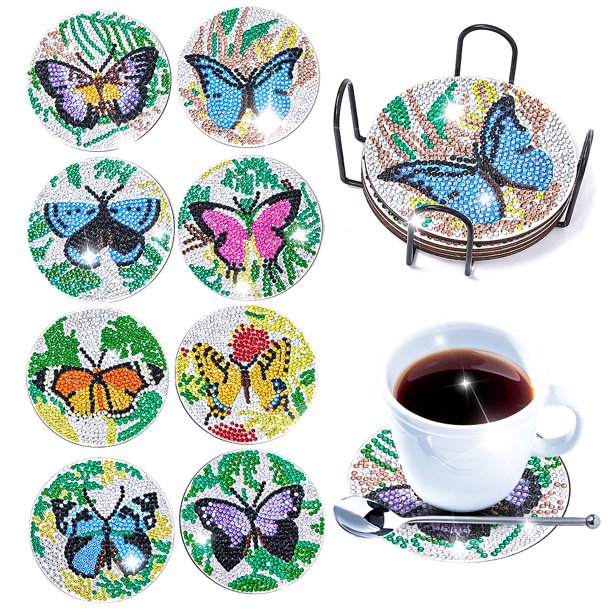 DIY Diamonds Cup Mat Ornament Diamond Art Posavasos Posavasos para adultos Niños Hugtrwg Para estrenar