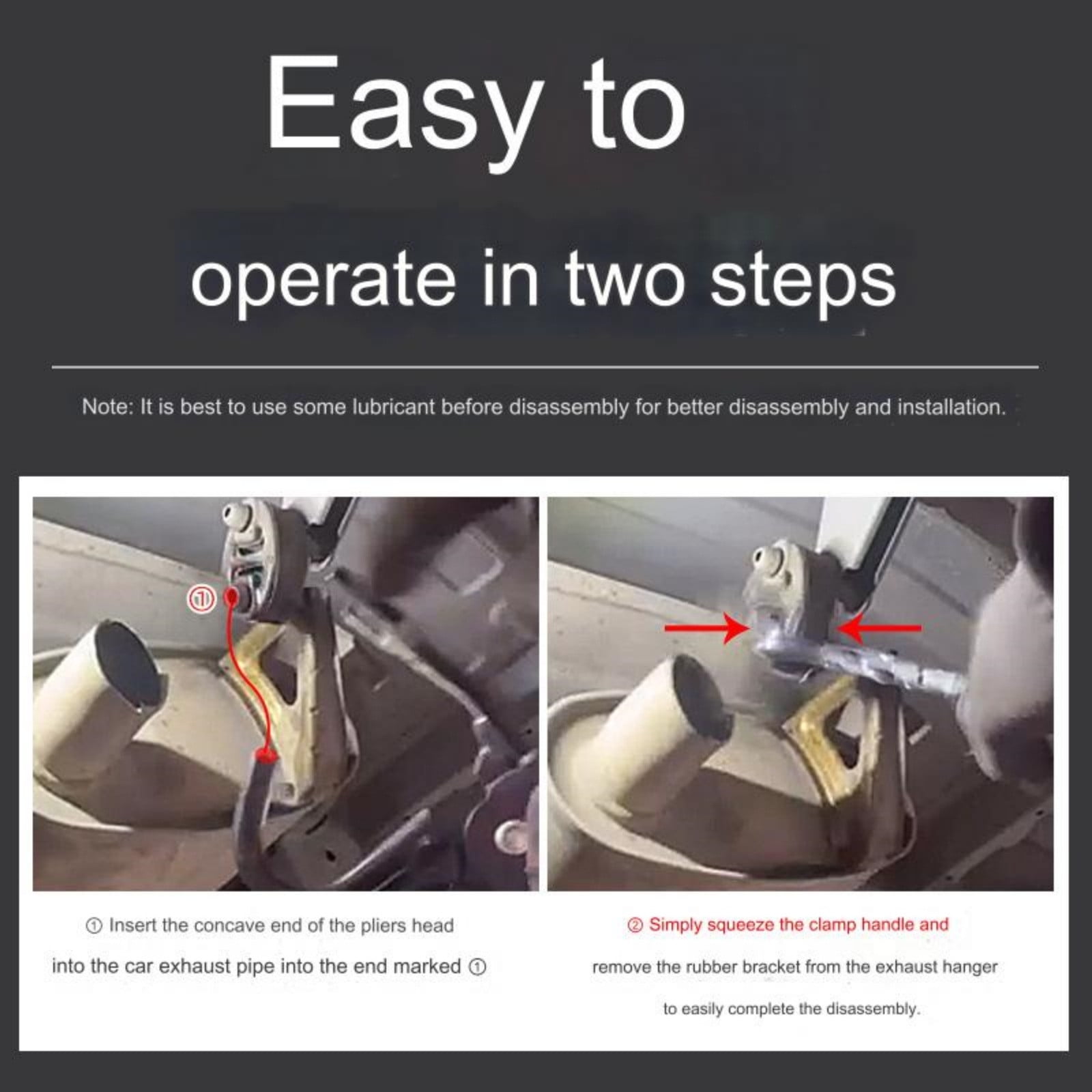 2 Packs Heavy Duty Exhaust Hanger Removal Pliers Tool for Car Truck with All Rubber Hangers Alloy Material Comfort Grip Easy to Use