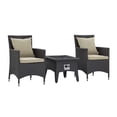 thumbnail image 2 of Modway Convene Ensemble de 3 Pcs pour Patio Extérieur avec Foyer en Espresso Beige, 2 of 9