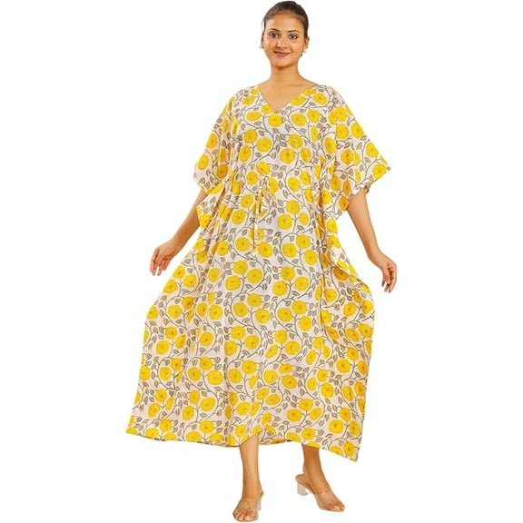 Soft Cotton Kaftan Free Size Maxi Dress for Women
