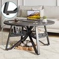 thumbnail image 4 of Bestier Round Coffee Table with Storage, Living Room Tables with Sturdy Metal Legs, Black Marble, 4 of 8