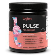 مكمل ما قبل التمرين Legion Athletics Pulse، توت أزرق، محلى بشكل طبيعي بدون إضافة سكر، 350 مجم كافيين، 20 وجبة، مسحوق طاقة وتركيز عالي الأداء