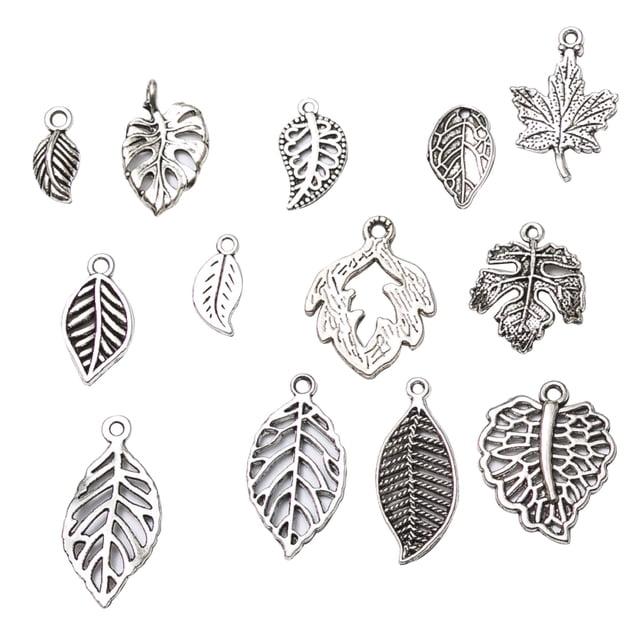 Colgantes Sunnimix 13 Piezas clasificadas plata antigua hojas de arce forma joyería encantos