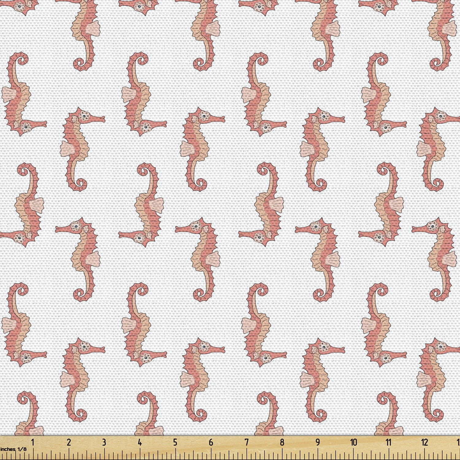 Seahorse Fabric by the Yard, Tropical Underwater Theme with Continuous