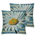 thumbnail image 2 of Acheng Spring Summer Daisy Flower Decorative Throw Pillow Covers, Sunshine Floral Buffalo Plaid Check Stripes Cushion Case Decor, Just Bloom Farmhouse Decoration for Sofa Couch,Set of 2 White, 2 of 6