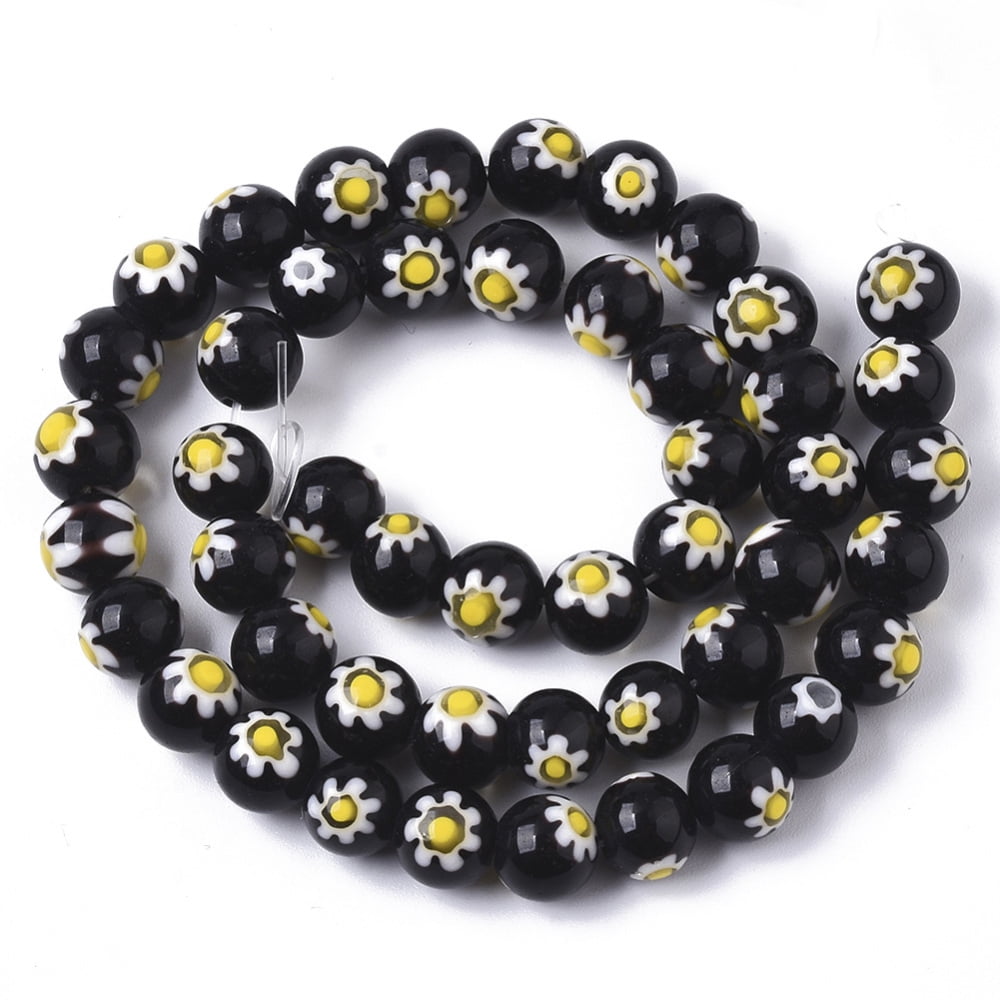 Handmade Millefiori Lampwork Beads Strands Round Mixed Color 8mm Hole: 1.2mm about 48pcs/strand 14.17 inch(36cm)