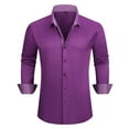 thumbnail image 1 of Blusa y camisa de manga larga con cuello vuelto para hombre, estilo informal, con botones y cuello liso, de poliéster., 1 of 2