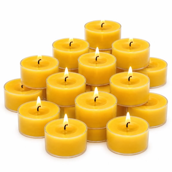 24‑Pack 100% Pure Natural Beeswax Tealight Candles, 4‑Hour Smokeless Clean Burn with Clear Cups for Relaxation & Home Decor