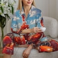 thumbnail image 6 of Salouo Tomato Field Bottle Pattern Women's Pajamas Set Long Sleeve Button Down Sleepwear Soft Pj Lounge Sets for women 2 Piece Pjs Set with Long Pants-XX-Large, 6 of 7