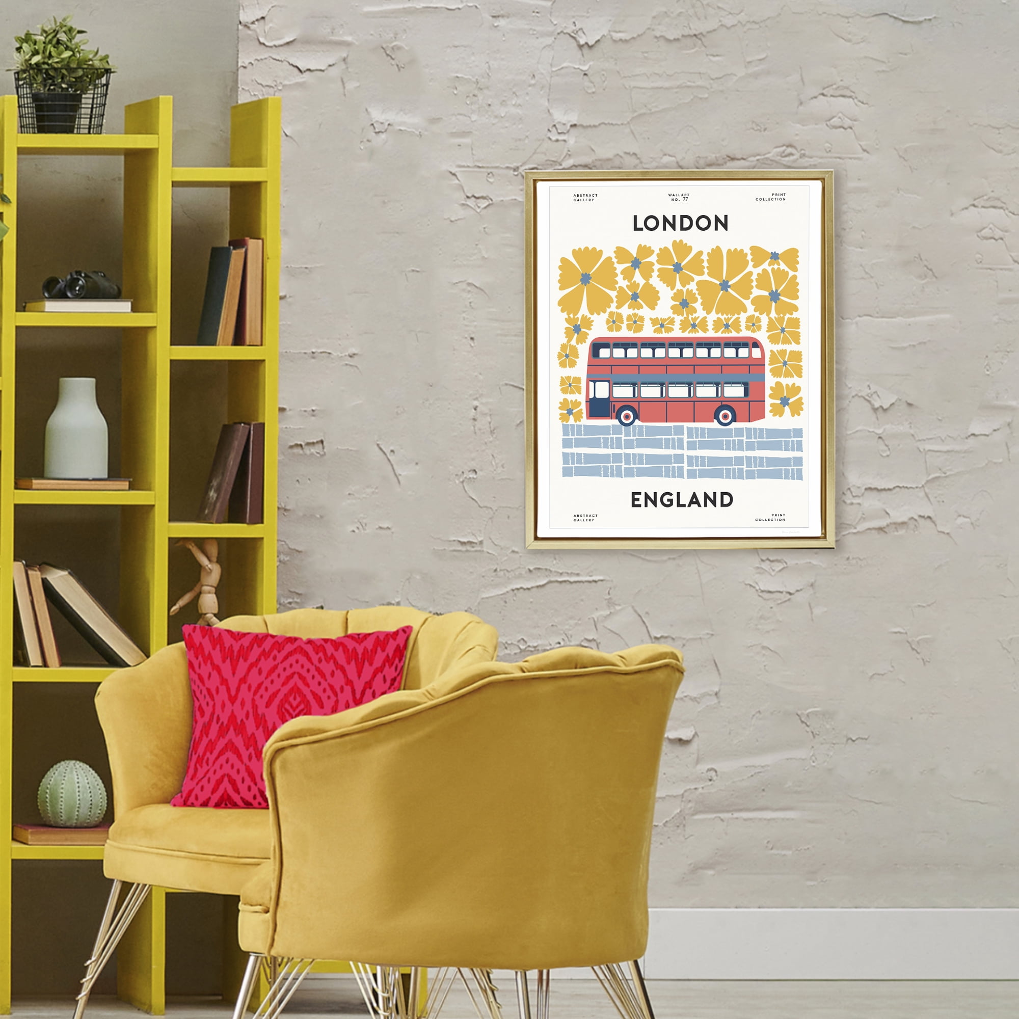 Stupell Industries Groovy London Bus Gold Framed Floater Canvas Wall Art, design by Omar Escalante