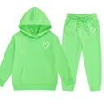 thumbnail image 4 of Girls' Clothing Sets Cute Heart Printed Long Sleeve Hooded Sweatshirt and Sweatpants Track Suits 2 Piece Fall Outfits 2-13 Years, 4 of 4