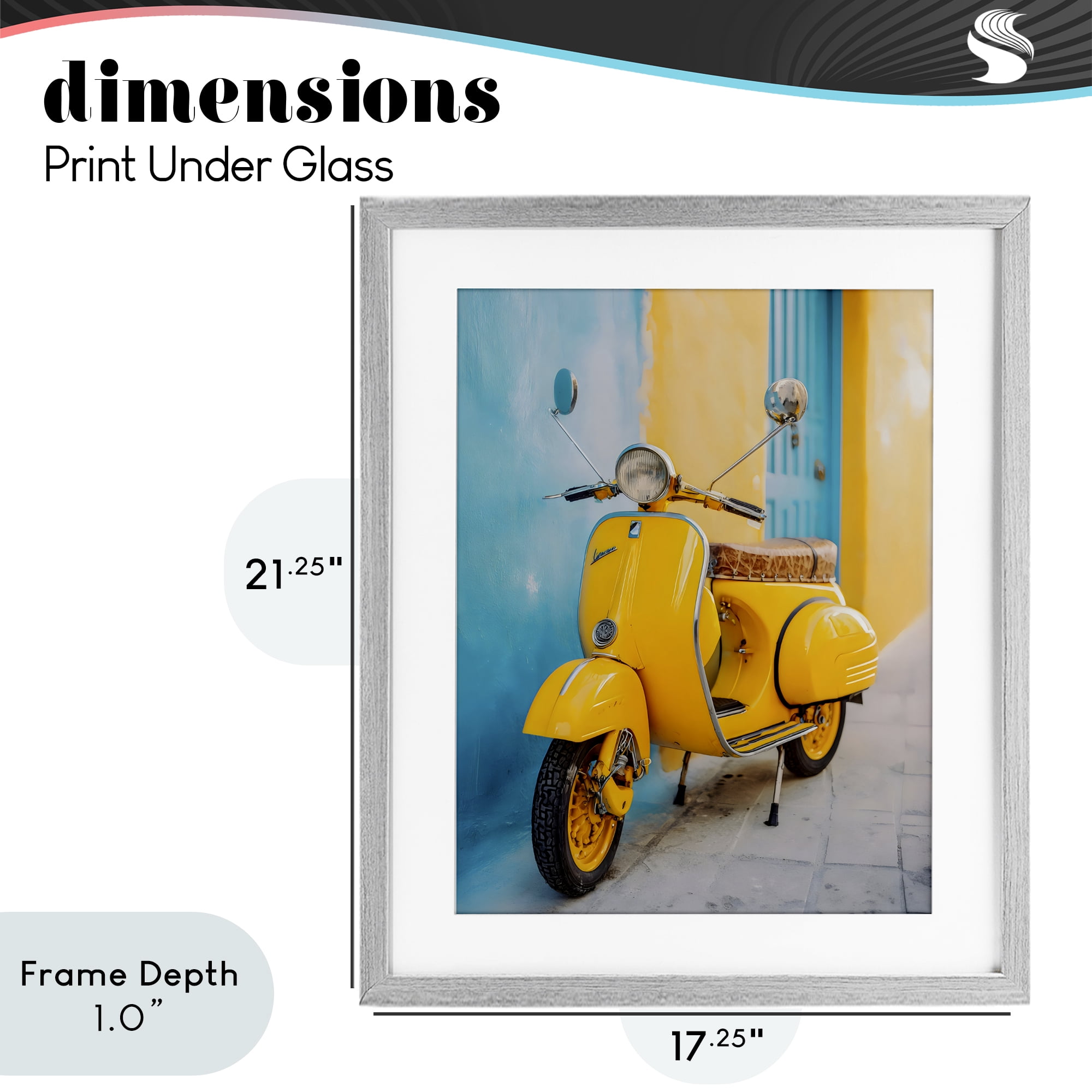 Stupell Industries Sunny Ride Vintage Moped Gray Framed Print Under Glass, design by Franklyn Gregory