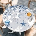 thumbnail image 3 of Blue Coastal Fitted Tablecloth with Elastic Edged,Round Table Cloth for Dining Table,Summer Eucalyptus Leaves Beach Ocean Starfish Nautical Waterproof Table Cover for Indoor Outdoor 55"-60", 3 of 9