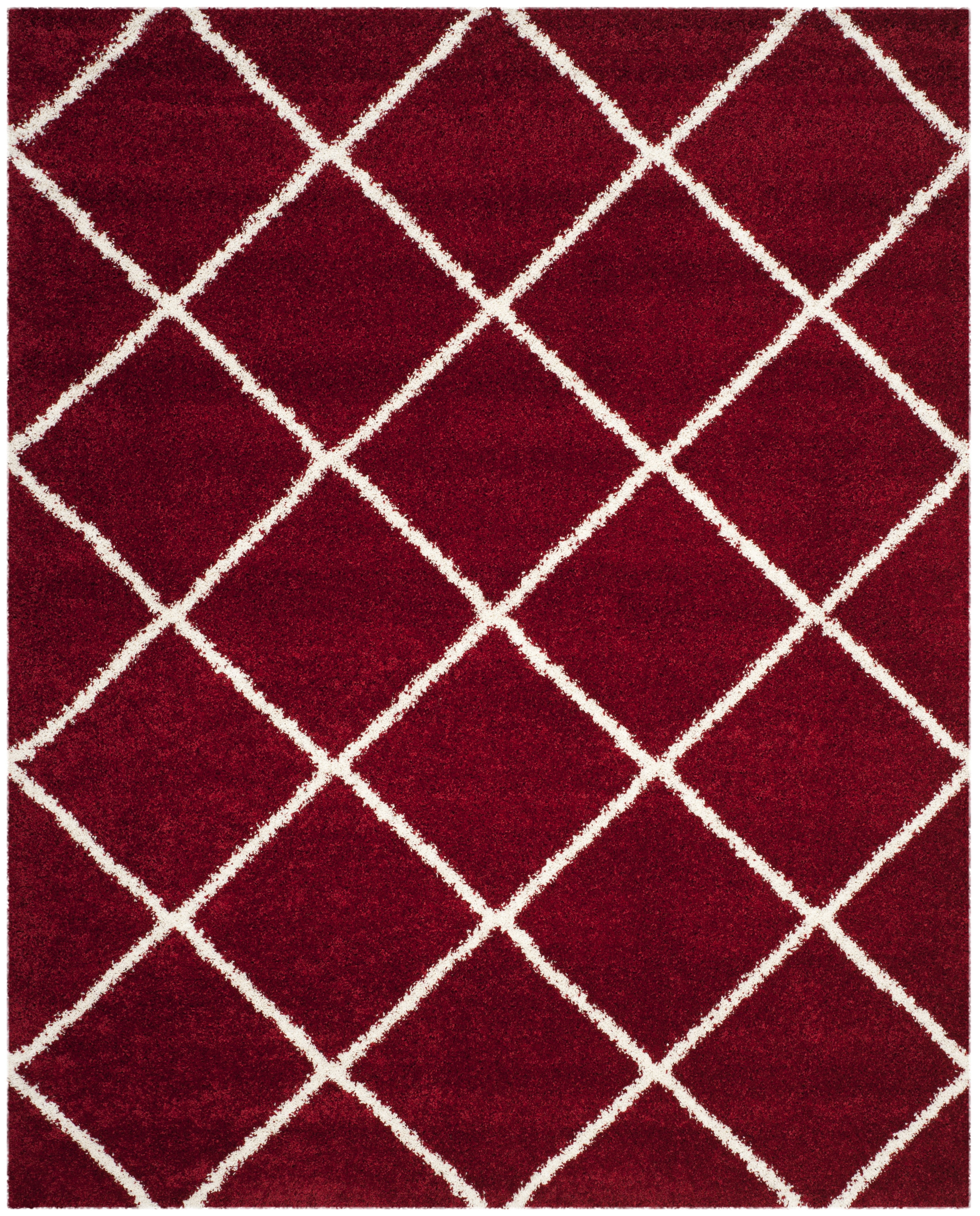 Safavieh Hudson Amias Geometric Shag Area Rug, Red/Ivory, 11' x 15'