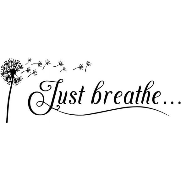 LZLINGMEI Just Breathe Vinyl Wall Decal Yoga Quotes Positive Relax Motto Art Letters Sayings Living Room Décor Lettering