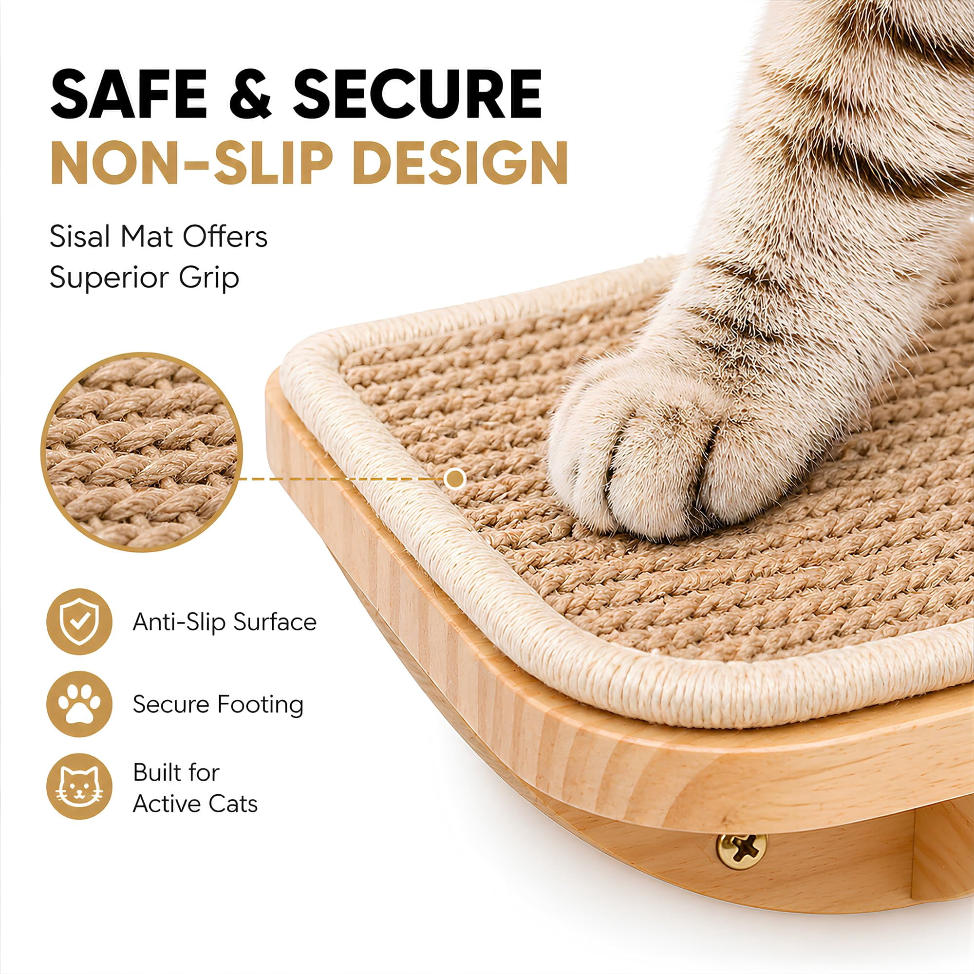 Foam/Felt-Wood 2 Steps Wall Mounted Cat Steps