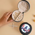 thumbnail image 5 of Naloa Cute Gnomes in USA1 Round Jewelry Box, Travel Jewelry Organizer, 3.9 x 3.9 x 2in Jewelry Storage Box for Women-Black, 5 of 7