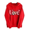 thumbnail image 2 of PNTUTB Women's Fashion Valentine's Day Print Hoodie Pullover Long Sleeved Hooded Drawstring Comfort Loose Sweatshirt with Pocket, 2 of 6