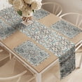 thumbnail image 2 of Ambesonne Trippy Floral Table Runner & Placemats, Leafy Huddles Flowers, Placemat 4 pcs + Runner 12"x90", Pale Teal Pale Mustard, 2 of 4