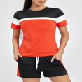 thumbnail image 3 of Short Sleeve Tops and Shorts Set in Contrast Color for Women‘s Workout, 3 of 9