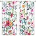 thumbnail image 2 of Floral Curtains, Vintage Flower Pink Floral Farmhouse Country Kitchen Curtains Drapes Watercolor Floral Spring Blackout Window Treatments for Living Room Bedroom Nursery 2 Panel Sets, 84"x84" Inch, 2 of 5