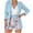 Sky Blue, variant on Blazer Shorts Set for Women Flroal 2 Piece Long Sleeve Open Front Blazer Short Suits Business Outfits with Belt