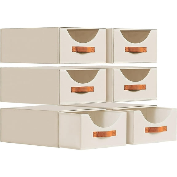 Closet Organizers and Storage - Fabric Storage Bins with Drawers, Collapsible Clothes Organizers Stackable Drawers for Closet, Bedroom, Living Room, Shelf, Wardrobe