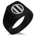 thumbnail image 1 of Stainless Steel Jinbo Samurai Crest Needle Stripe Pattern Biker Style Polished Ring, 1 of 1