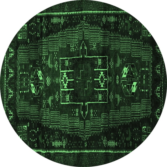 Ahgly Company Indoor Round Persian Emerald Green Traditional Area Rugs, 5' Round