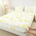 thumbnail image 3 of Feelyou Cute Love Heart Full Size Sheets for Kid, Chic Abstract Yellow Bed Sheets, Modern Fashion Cartoon Sheet Sets, Super Cozy Room Decor, 4-Piece, 3 of 7