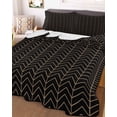 thumbnail image 3 of Quilts Twin-XL Size Bedding Set, Simple Line Black Lightweight Quilted Comforter, Black Modern Art Geometric Soft Reversible Bedspread Coverlet with Pillow Covers for All Season, 68" x 98", 3 of 7