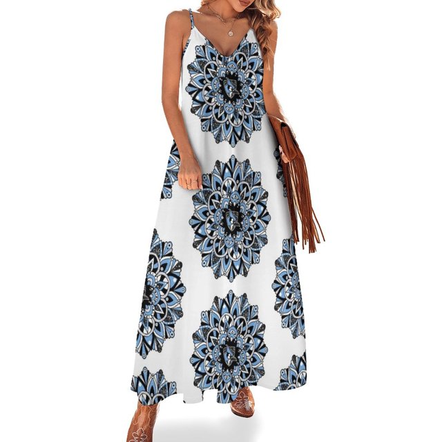 Vestido sin mangas con mandala brillante JHU bluejay vestidos de noche para mujer Ropa estética