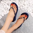 thumbnail image 3 of Leey-World Women's Sandals Summer Beach Sandals For Women Rhinestone Cute Flats Dressy Shoes Sandal Navy,7, 3 of 7