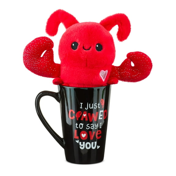 Lobster Plush in Clawed to Say I Love You Mug, Red, 10", Valentine's Day by Way To Celebrate