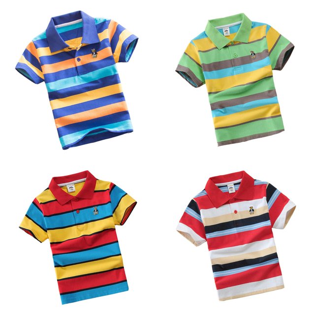 WEAIXIMIUNG Multipiece Kids Boys Girls Short Sleeve Striped Shirt Button Closure Comfortable & Soft Fabric 20
