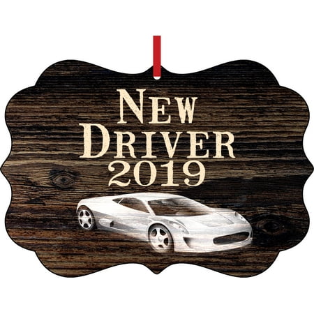 New Driver 2019 License Gift  Double Sided Elegant Aluminum Glossy Christmas Ornament Tree Decoration - Unique Modern Novelty Tree Décor