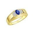 thumbnail image 4 of Rylos 14K Yellow Gold Classic 6X4MM Oval Blue Star Sapphire & Sparkling Diamond Ring - Birthstone Jewelry for Men -Size 10, 4 of 6