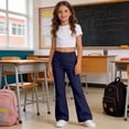 thumbnail image 6 of Rhuody Pants For Girl Empire Waist Flare Trousers Solid Color Straight Leg Slacks Soft Daily Wear 7-8 Years Navy, 6 of 6