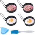 thumbnail image 1 of Anillo de huevo antiadherente, paquete de 6 moldes de anillo de huevo de acero inoxidable con cepillo y minihorno para huevo frito, mcmuffin, sándwiches, freír o dar forma a los huevos, casa, 1 of 5