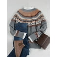 thumbnail image 3 of Cardigan Sweaters for Women Fair Isle Sweater Long Sleeve Open Front Buton Down Soft Fall Sweaters Knitted Cardigan S-2XL Alsol Lamesa, 3 of 5