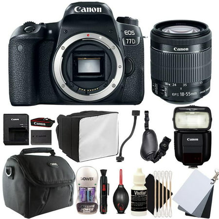 Canon EOS 77D Digital SLR Camera with 18-55mm EF-IS STM Lens , 430EX lll Non RT Flash and Accessory