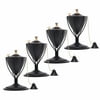 Legends Direct Set of 4, Premium Amsterdam Metal Tabletop Tiki Torches Outdoor, Tiki Style /w Snuffer, Fiberglass Wick & Large 32oz Oil Lamp Deck Torch for Patio, Outdoor and Garden (Hammered Black)