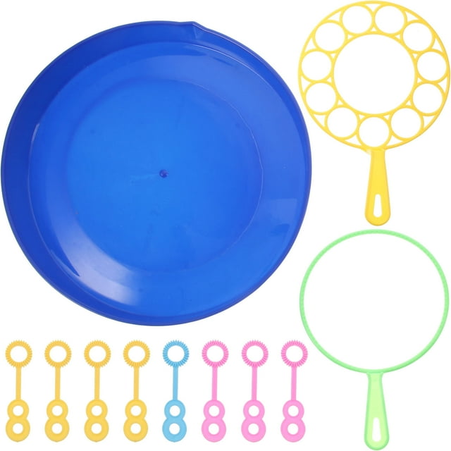 CTIRCHIU 1Set Bubble Wands Set with Tray Large Bubble Maker Kit Assorted Color Durable ABS Material