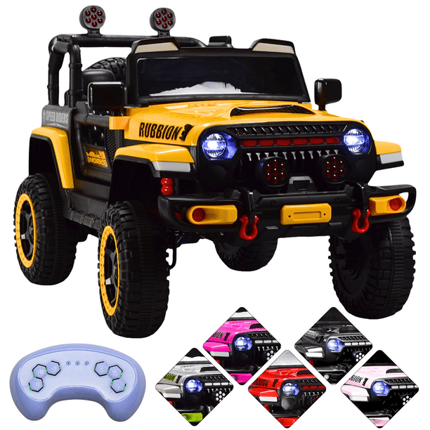 Montable Electrico Camioneta Para Niños Control Remoto Luz 12v - Amarillo
