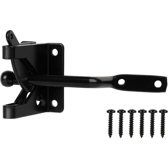 Self-locking Gate Latch,Automatic Gravity Lever Latch for Wooden Fence Post Mount, Door latch for Secure Pool,Garden,Shed,Black Powder Coated for
