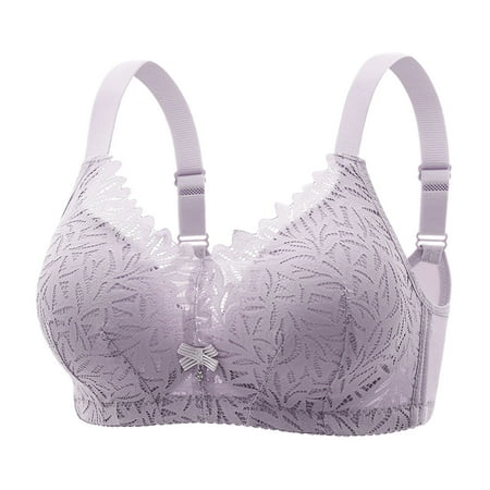 Yyeselk Daily Bras for Women No Underwire Lace Bra Push Up Seamless Bra Wireless Comfortable Breathable Bras Gray S