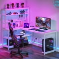 thumbnail image 4 of Tribesigns Modern Built In Charging Station L Shape Desk with Storage Shelves, White, 4 of 5