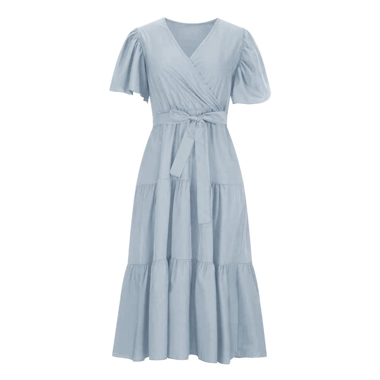 V Neck Commuting Printed Short Sleeved Waist Long Skirt Bohemian Dress  Petite Summer Dresses for Women Petite Length Tunic Dress Long Sleeve Short  Sleeved Dresses Women Womens Summer Casual Dresses - Walmart.com