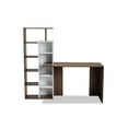 thumbnail image 3 of Baxton Studio Rowan Modern and Contemporary Two-Tone White and Walnut Brown Finished Wood Storage Computer Desk with Shelves, 3 of 8