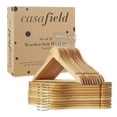 thumbnail image 6 of Casafield 20 Wooden Suit Hangers, Natural - Non-Slip Pant Bar & Swivel Hook, 6 of 7